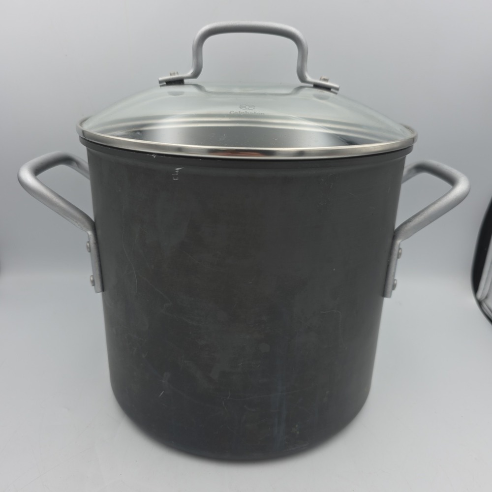 Calphalon 8 qt stock pot‎ 808 Unison Hard Anodized Nonstick Black w/ Lid